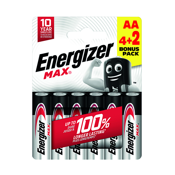 Energizer Max AA Battery 4+2 Pk6