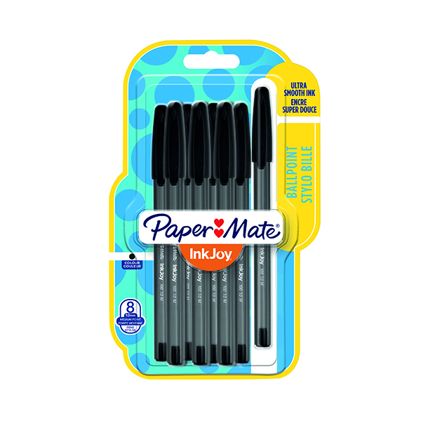 PaperMate InkJoy 100 Cap Med Blk Pk8