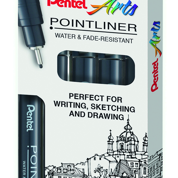 Pentel Pointliner Ast Sizes Black P5