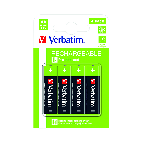 Verbatim AA Rchb Batteries Pk4